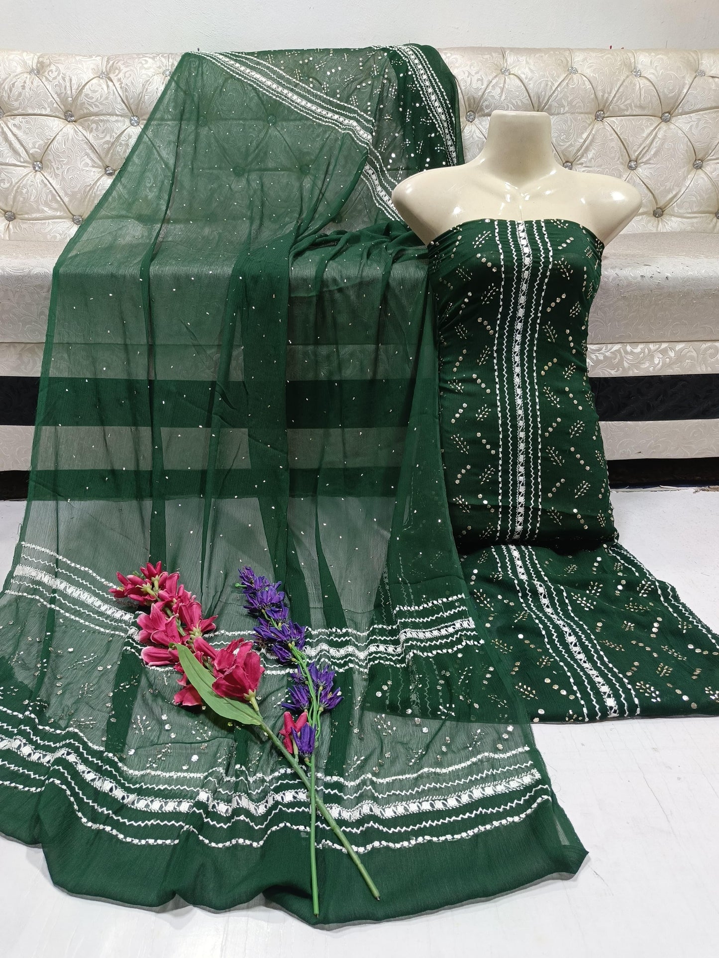 Fancy Suit handmade mirror Embroidery dresses