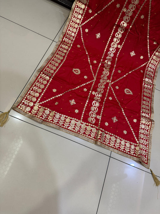 Mehndi Function arrival gotta press work dupatta