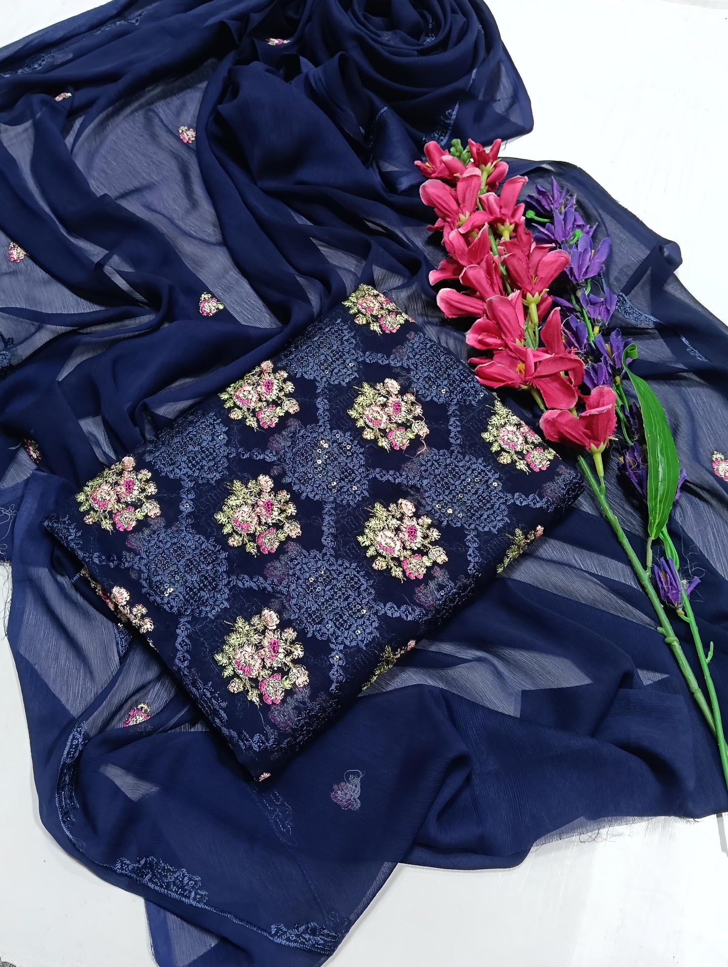 Fancy thread Embroidery and sequence work