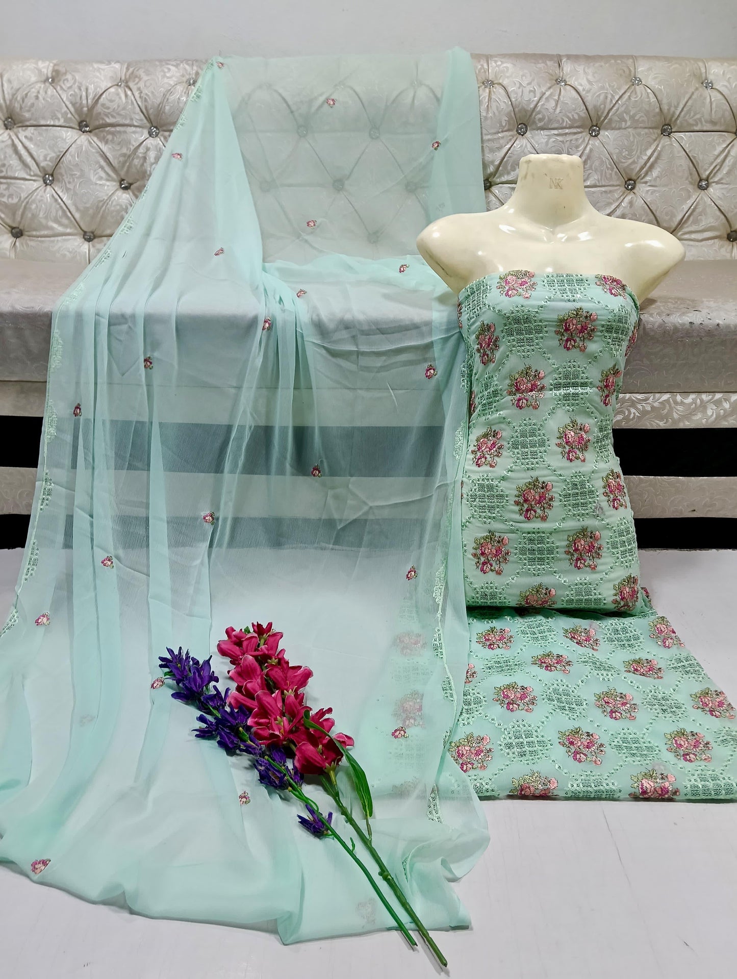 Fancy thread Embroidery and sequence work