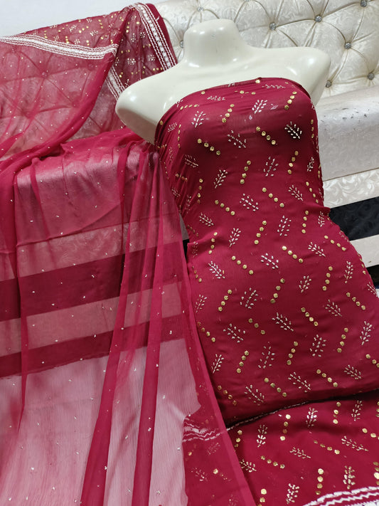 Fancy Suit handmade mirror Embroidery dresses