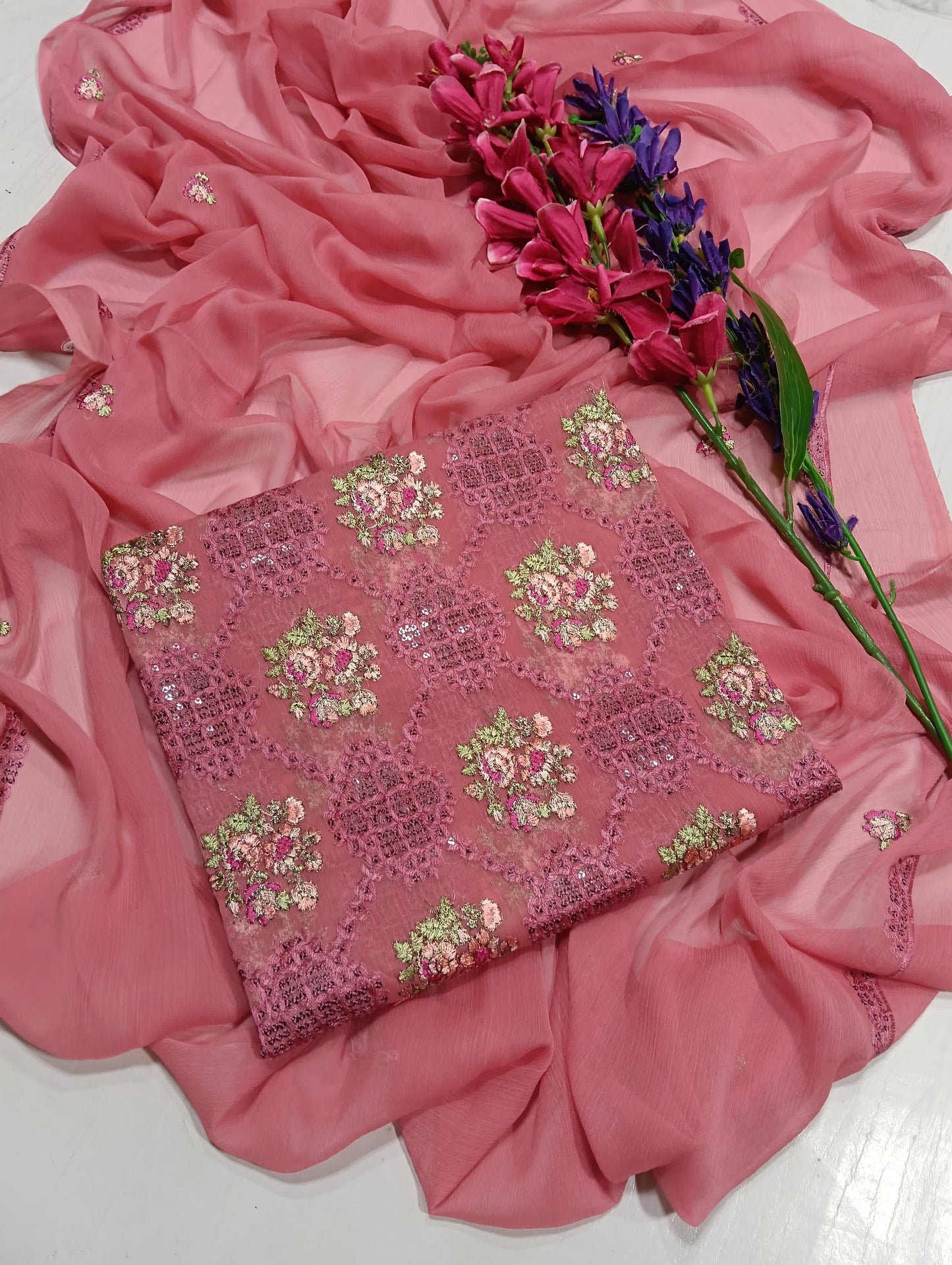 Fancy thread Embroidery and sequence work