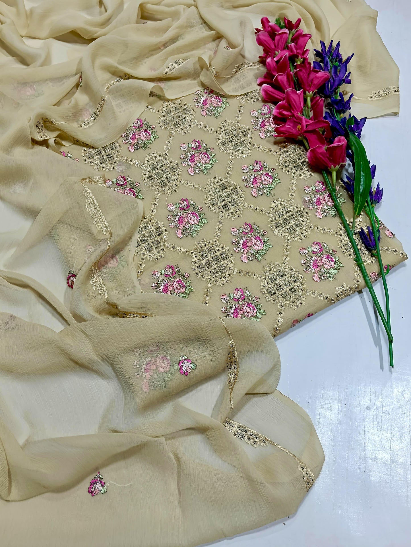 Fancy thread Embroidery and sequence work